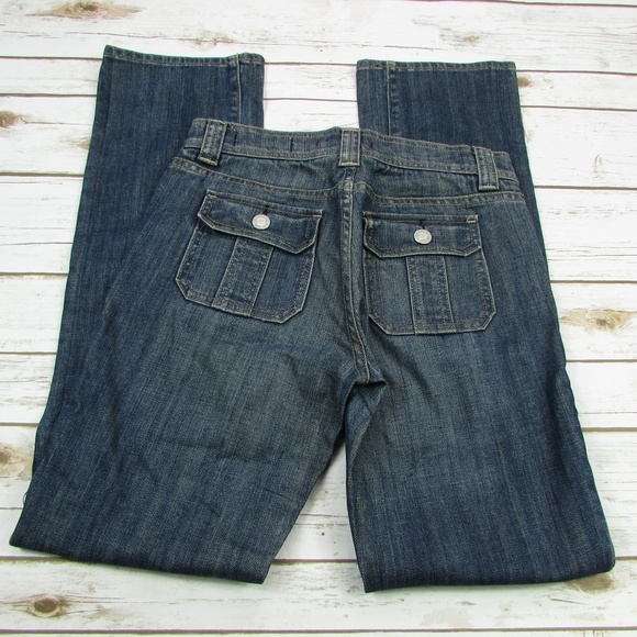 Gap Stretch Straight Jeans Lightly Distressed Dark - Picture 5 of 7